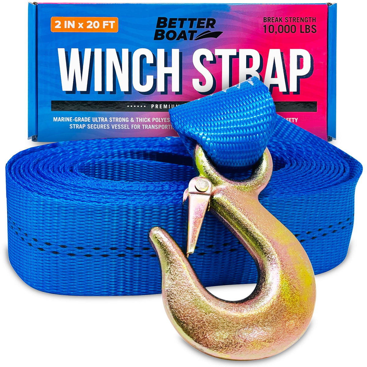 HaulSafe Heavy-Duty Boat Trailer Winch Strap 2" x 20'