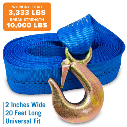 HaulSafe Heavy-Duty Boat Trailer Winch Strap 2" x 20'