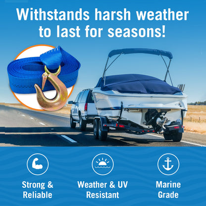 HaulSafe Heavy-Duty Boat Trailer Winch Strap 2" x 20'