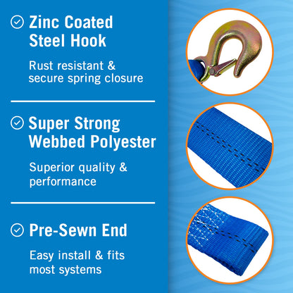 HaulSafe Heavy-Duty Boat Trailer Winch Strap 2" x 20'