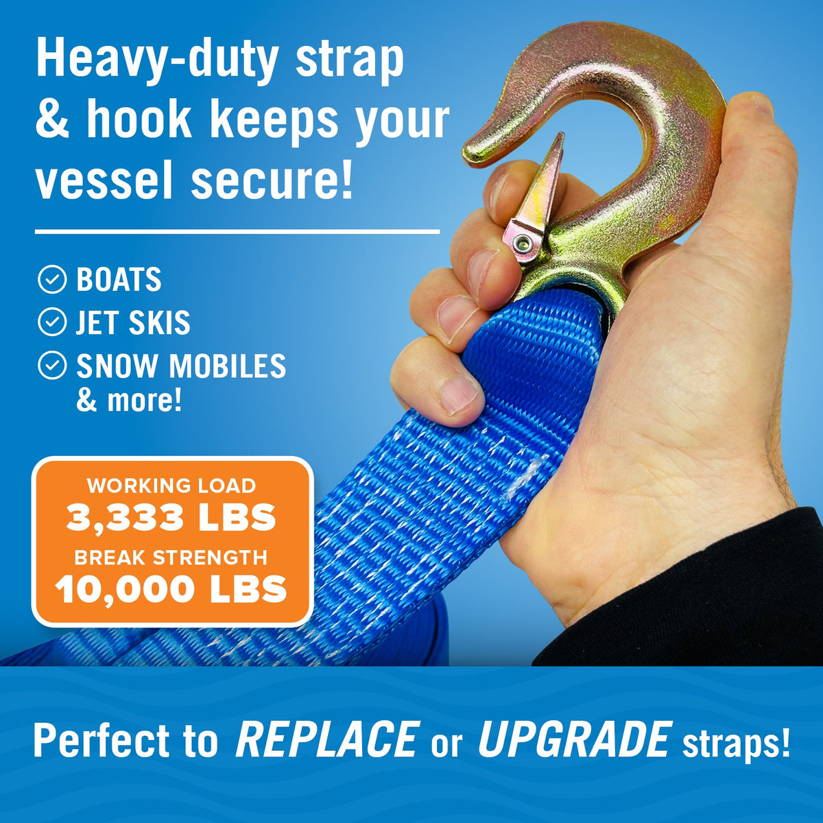 HaulSafe Heavy-Duty Boat Trailer Winch Strap 2" x 20'