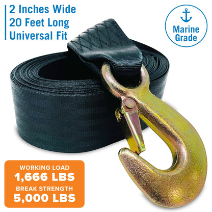 HaulSafe Heavy-Duty Boat Trailer Winch Strap 2" x 20'